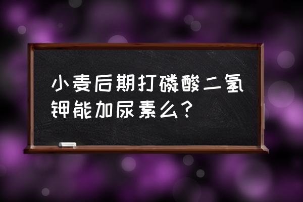 磷酸二氢钾添加什么氮肥 小麦后期打磷酸二氢钾能加尿素么? 磷酸二氢钾添加什么氮肥 小麦后期打磷酸二氢钾能加尿素么?